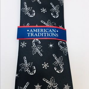 Black Christmas Tie Candy Canes NEW